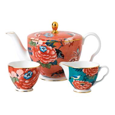 Wedgwood Paeonia Blush 3 Pieces Bone China Tea Set | Wayfair
